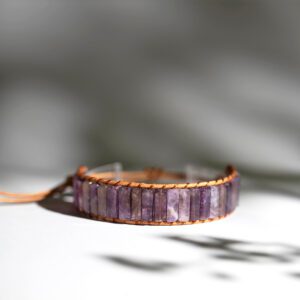 Amethyst Leather Crystal Bracelet