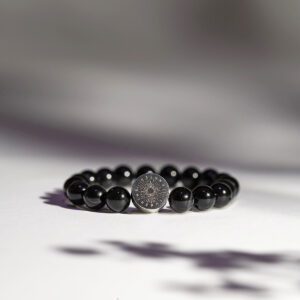 Black Agate Crystal Beaded Bracelet