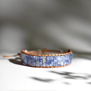 Sodalite Leather Crystal Bracelet